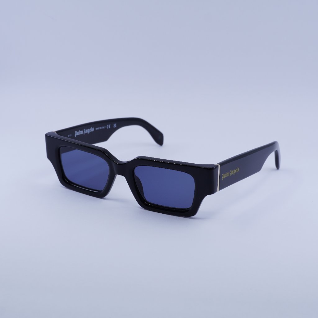 Palm Angels Peri086 Hyde 1045 Sunglasses Black Rectangle Frame, Blue Lenses